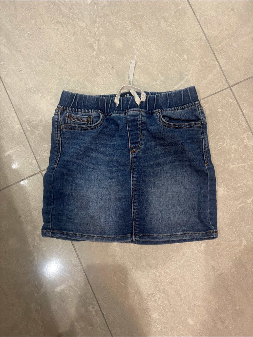 GAP Girls Dark Blue Denim Skirt with Drawstring Waist